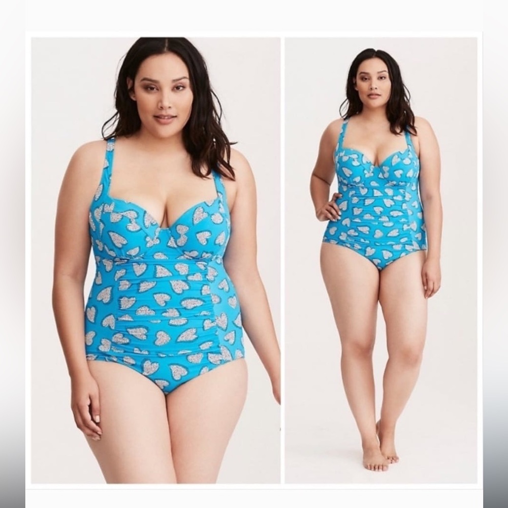 Blue Heart Print Women's Swimsuit